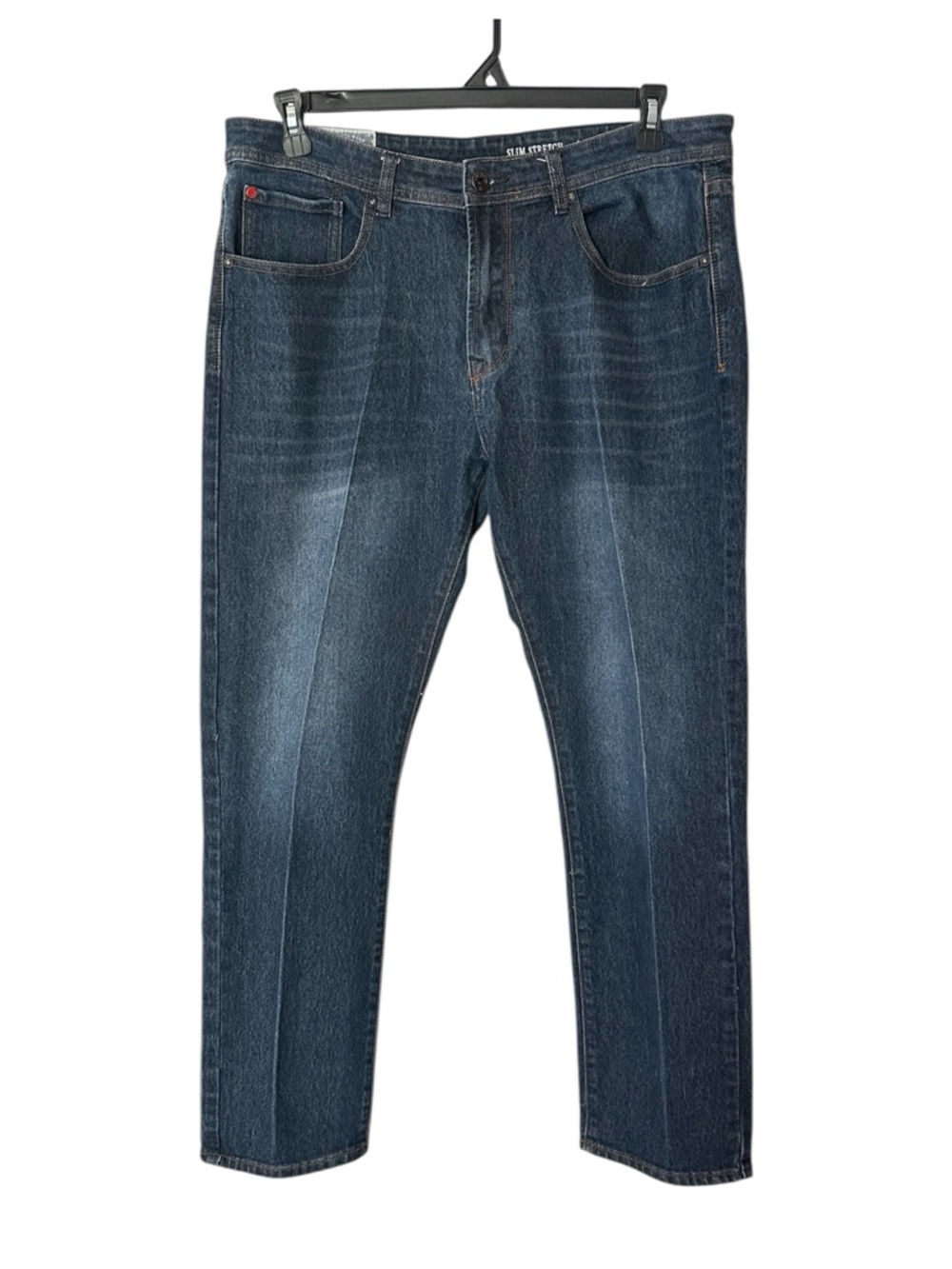 MBX Slim Fit Stretch Jeans 36x30 Medium Wash Pressed Crease Denim